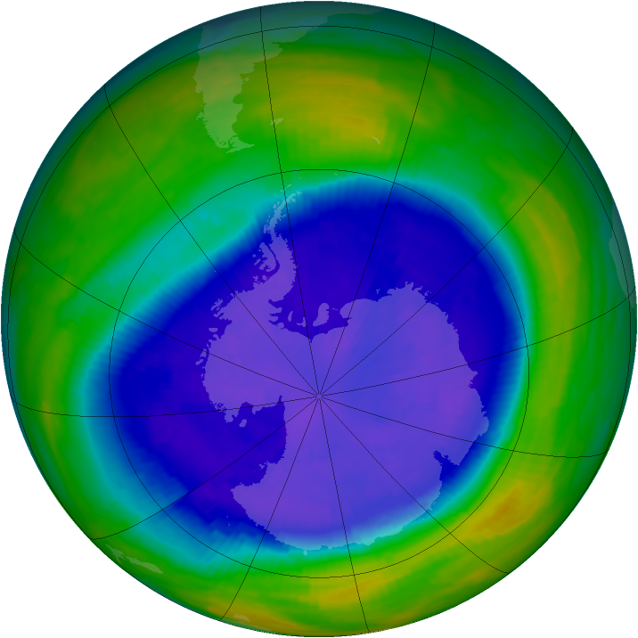 Antarctic ozone map for 20 September 1993
